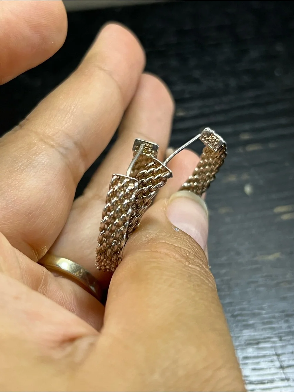 Vintage Tiffany and Co Somerset Mesh Hoop Earrings Sterling Silver